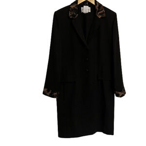 Danny & Nicole Black shealth dress snake print jacket trim 14P